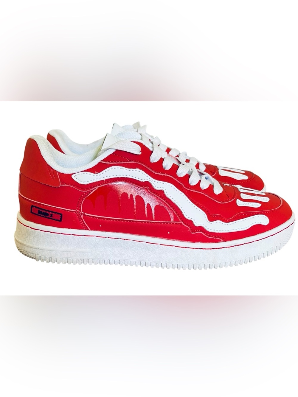 Brand X Bones Red White Skeleton Streetwear Sneakers Womens 8.5 Mens 7
